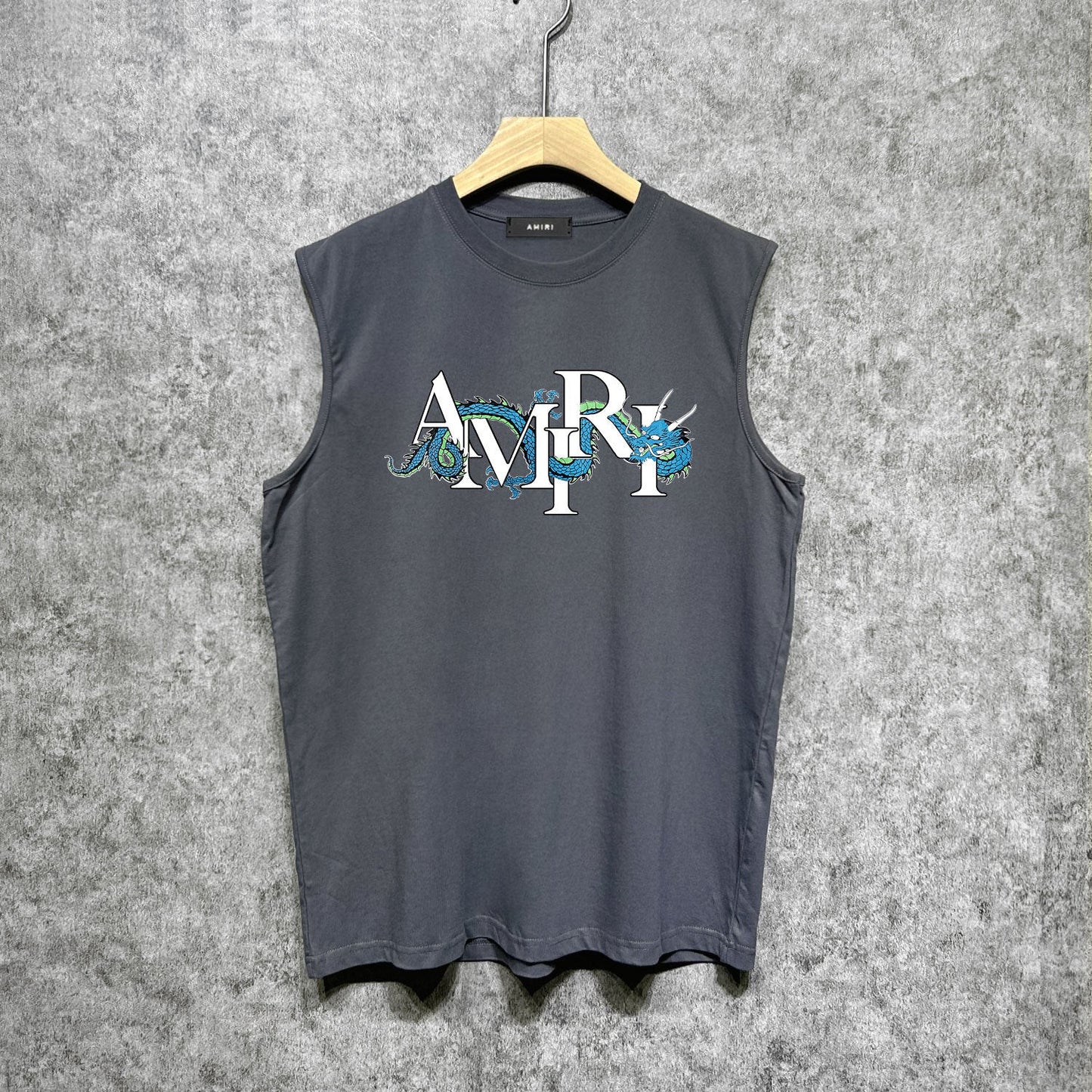 Amiri tank top overlapping letter dragon print