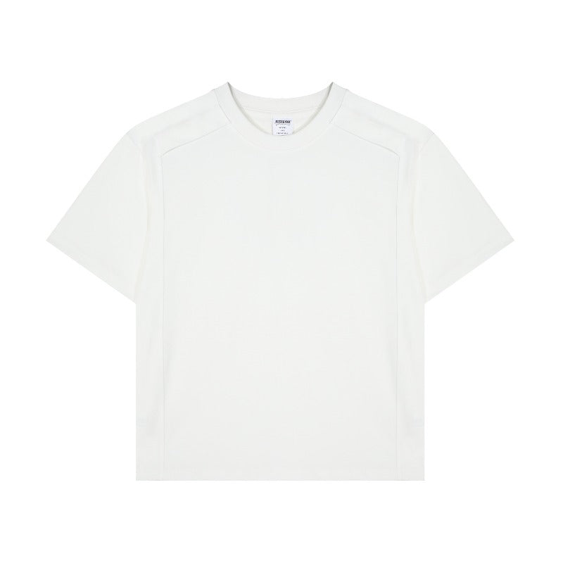Men t shirts r american retrocouple street trendypure color deconstructed design bottomeasiest for match men's loose round neck short sleeve t-shirt