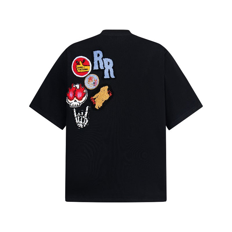 Men's t-shirts: american street style, unisex, retro creative black ball design, men's loose fit, premium heavyweight short sleeve tee
