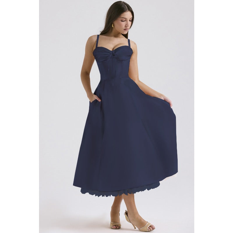 Women's dress: european and american cross-border chic floral collection - french summer camisole dress, soft & feminine style, slimming floral camisole maxi dress