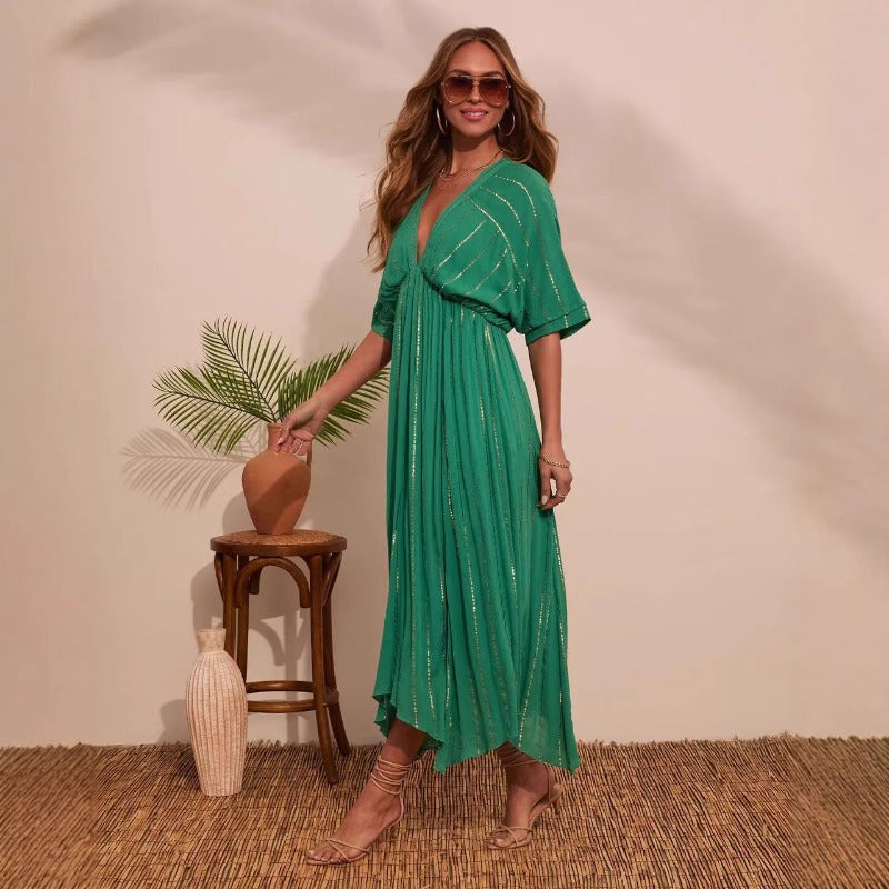Women's printed beach cover-up dress - perfect for cross-border e-commerce, sun protection, and beach vacations