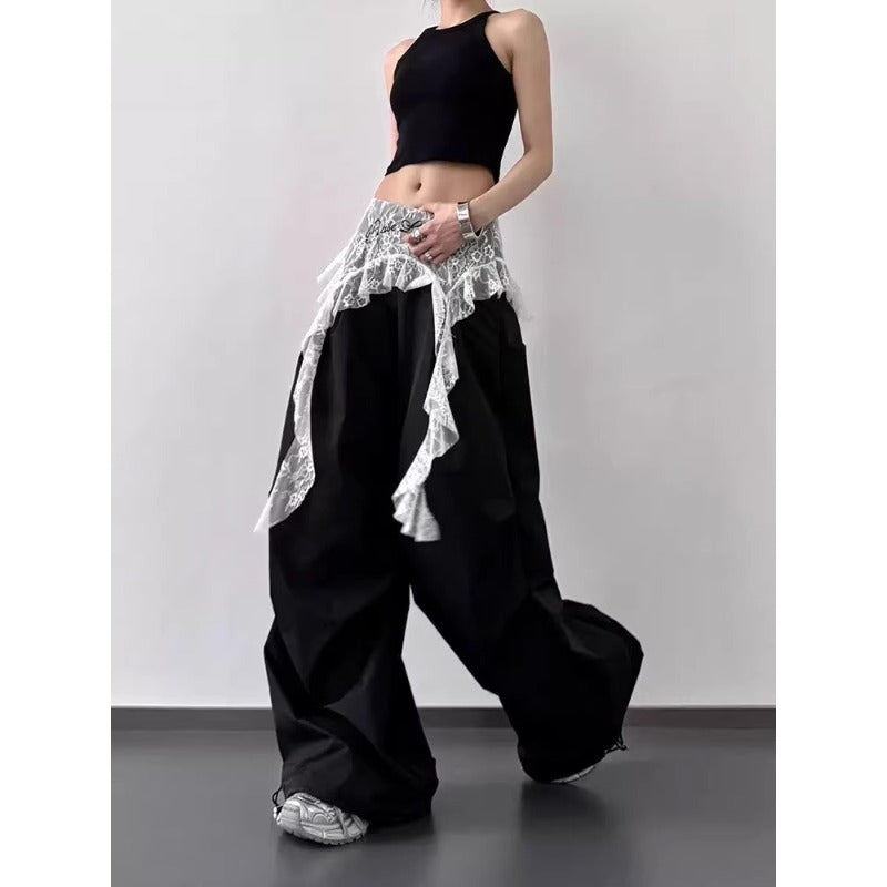 Women casual pants lace stitching women summer slacks