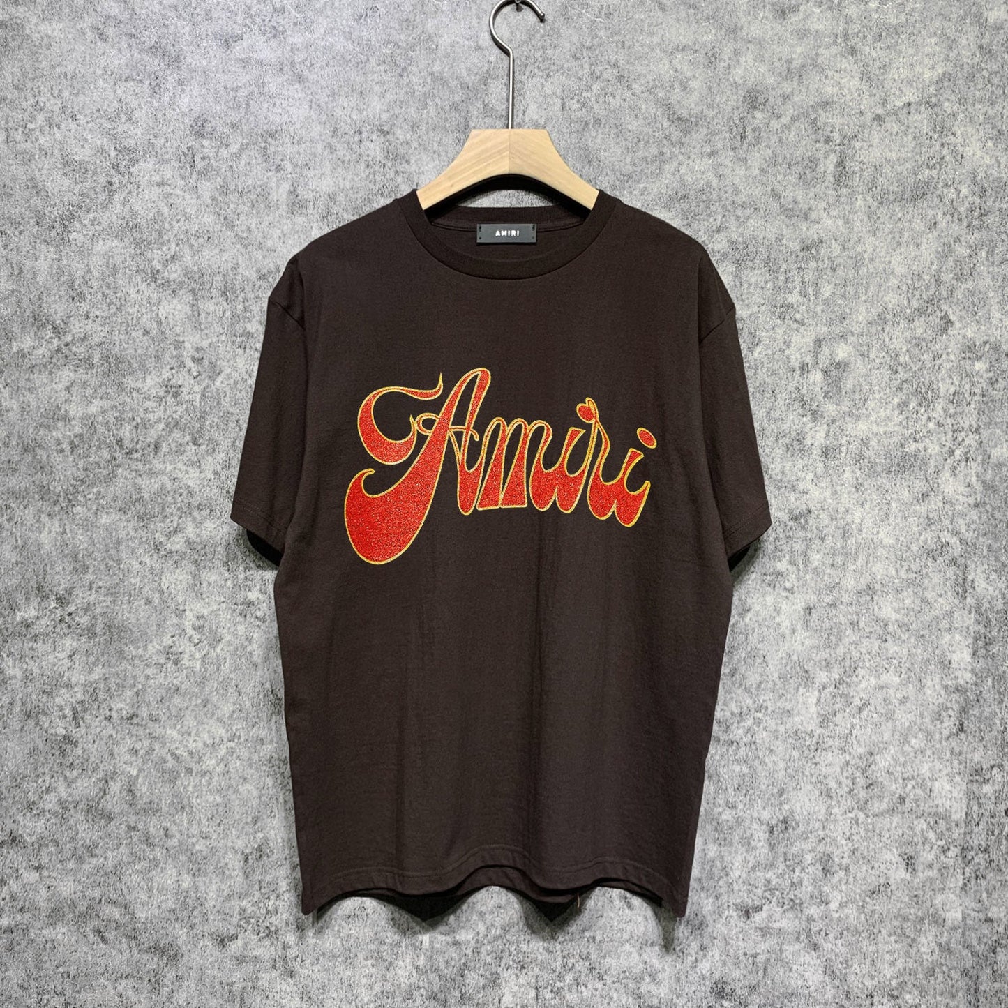 Amiri t shirts flame gold letterprinting short sleeves