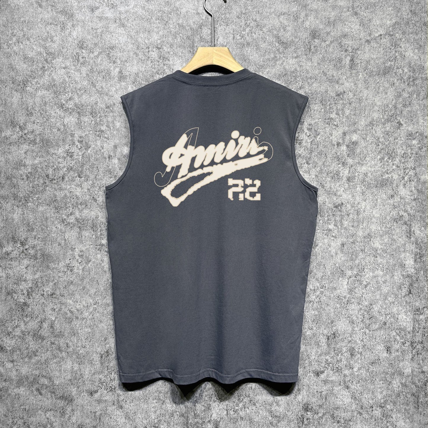 Amiri tank top with cracked letter and number print