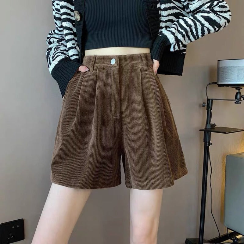 Women casual pant corduroy high waist