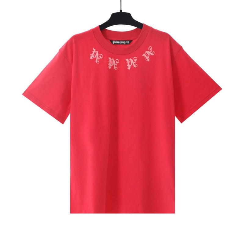 Palm Angels T Shirts Letter Painted Coconut Tree Print Short Sleeve T-Shirt