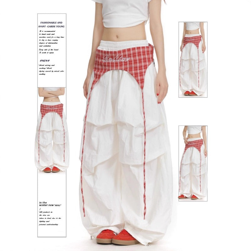 Women casual pants women's fart curtain elastic waist pleated trousers