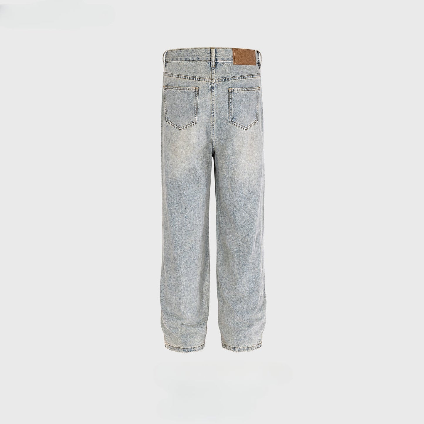 MIJKO Men Vintage Pants MIJKO splicing straight wash water to make old jeans