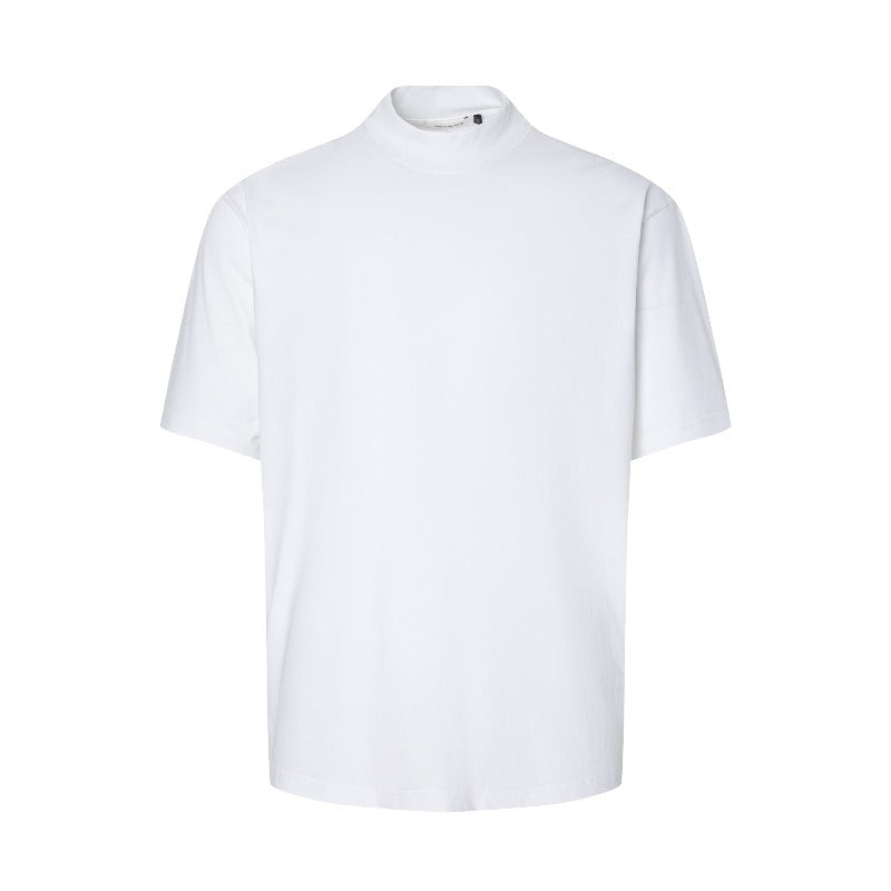 Men's t-shirts: minimalist summer base layer, solid color, premium feel, mandarin collar, new design, men's relaxed fit short sleeve tee