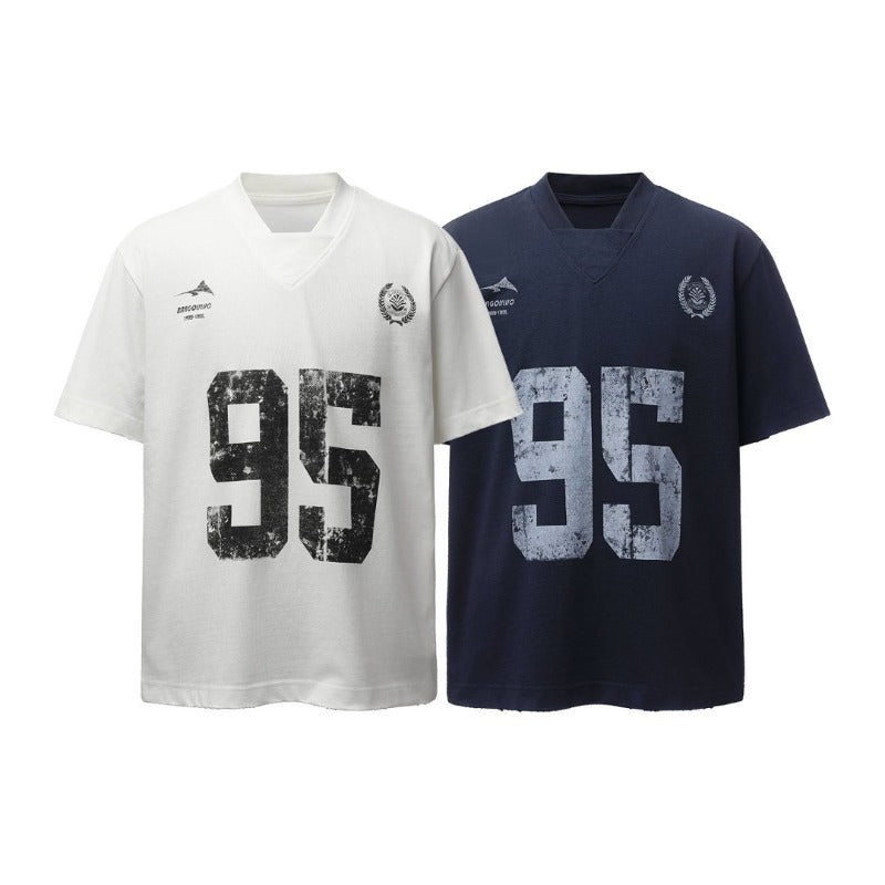 Men's t-shirts: american retro heavyweight double yarn letter print basketball jersey design, men's high street oversized short sleeve tee