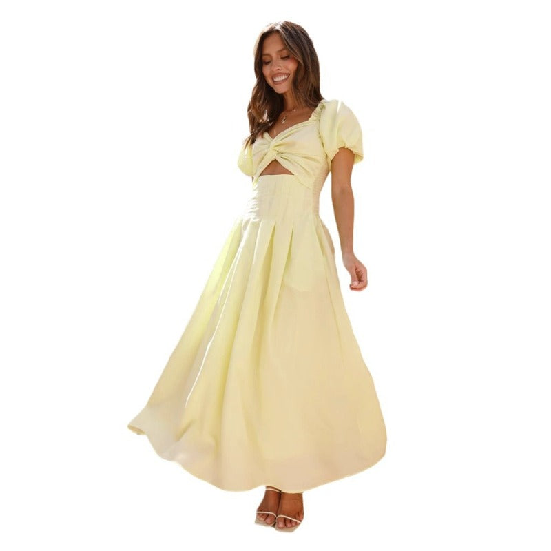 Women's dress: spring/summer sexy slim-fit cutout maxi dress - high-end, figure-hugging, backless, vacation style