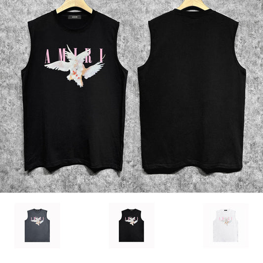 Amiri tank top pink peace dove printing