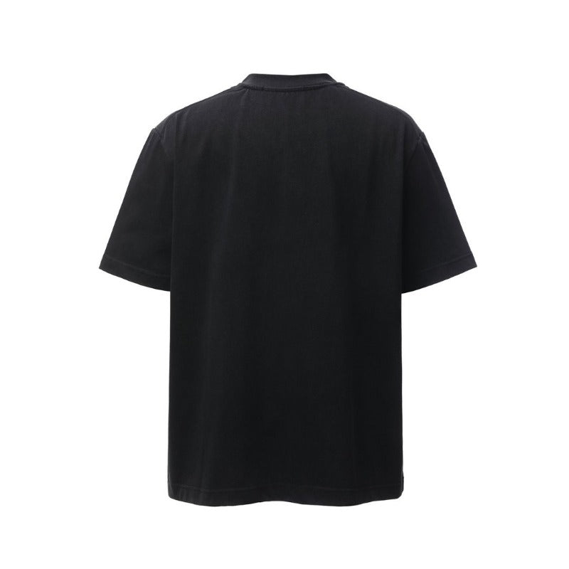 Men's t-shirts: american retro heavyweight double yarn high-quality high-street washed & distressed printed men's loose-fit short-sleeve t-shirt
