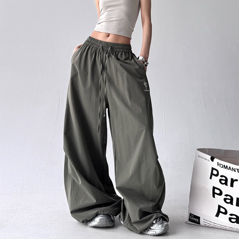 Women casual pants loose wide leg pants kpop tooling scimitar pants