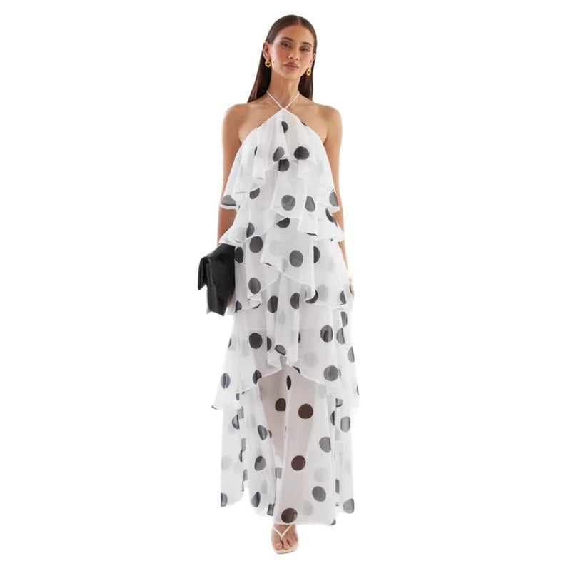 Women's dress - european and american cross-border e-commerce independent website - polka dot print halter sleeveless top cake dress