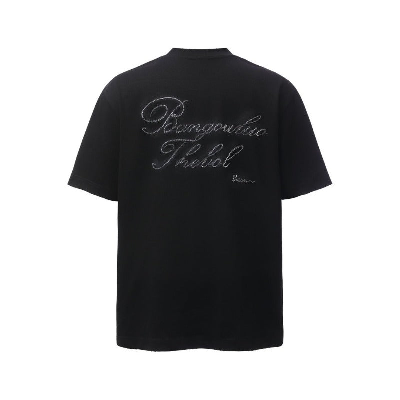 Men's t-shirts: american retro heavyweight double yarn hotfix graphic design crew neck high street oversized short sleeve tee