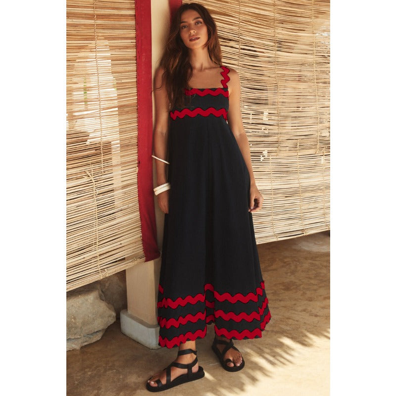 Women's dress - cross-border amazon - european & american fashion - high-end spring/summer - spaghetti strap maxi dress - printed long dress - women's