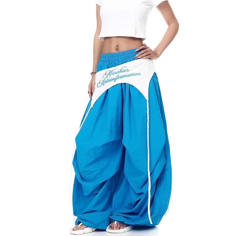 Womens casual pants women's pleated design paratrooper pants