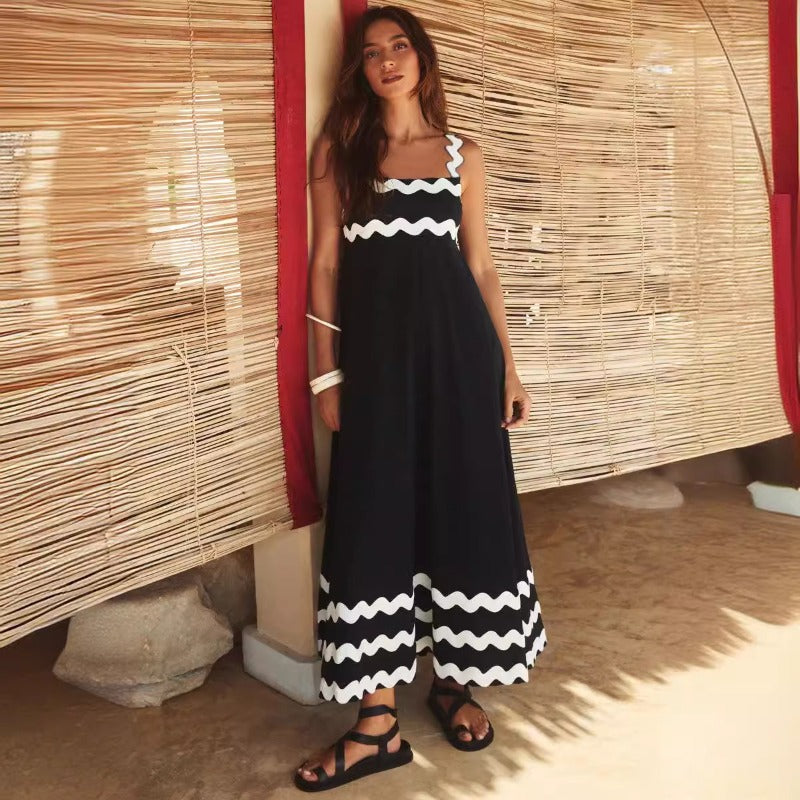 Women's dress - cross-border amazon - european & american fashion - high-end spring/summer - spaghetti strap maxi dress - printed long dress - women's