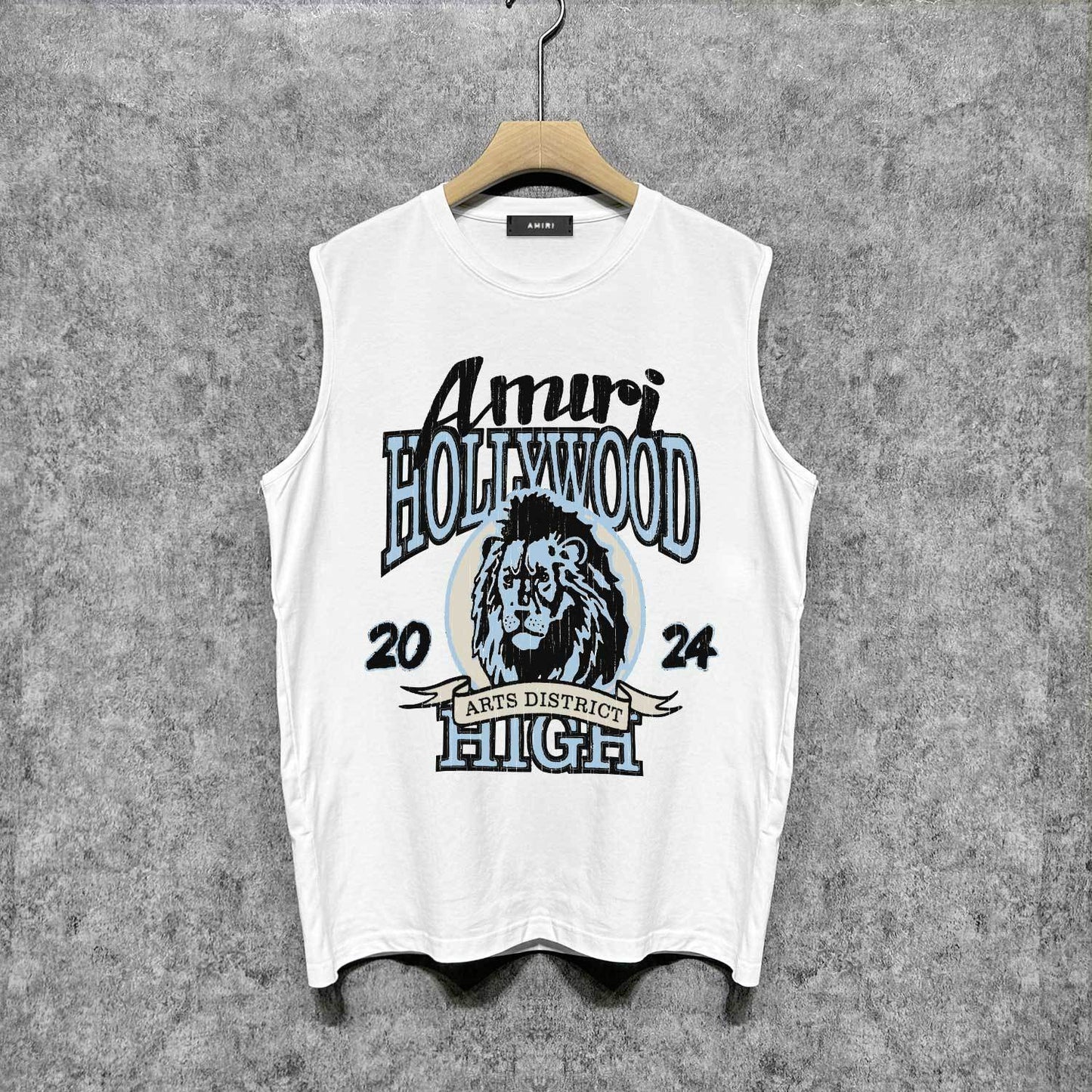 Amiri tank top blue lion printing