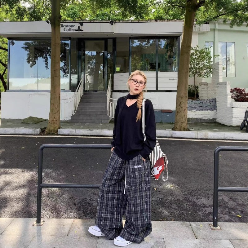 Women casual pant plaidsummerloose