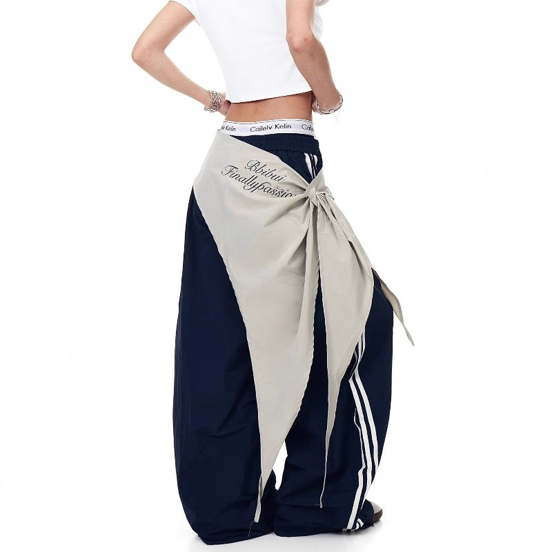 Women casual pants Women elastic waist with fart curtain scimitar pants