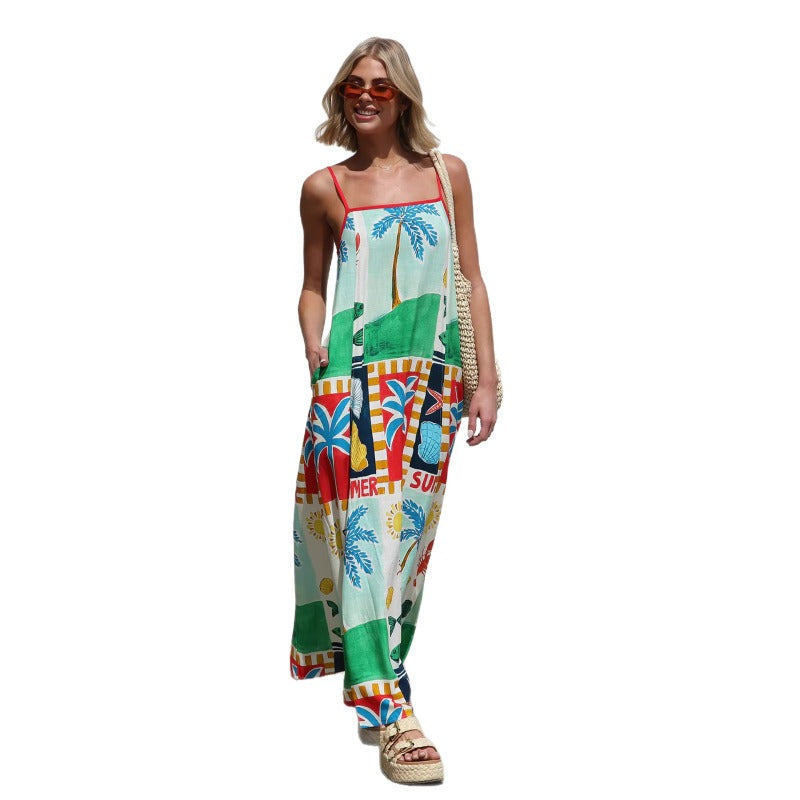 Women's dress - amazon us & europe style - evening gown/party dress - maxi skirt, bandeau, sexy & fashionable, slit, printed dress for women