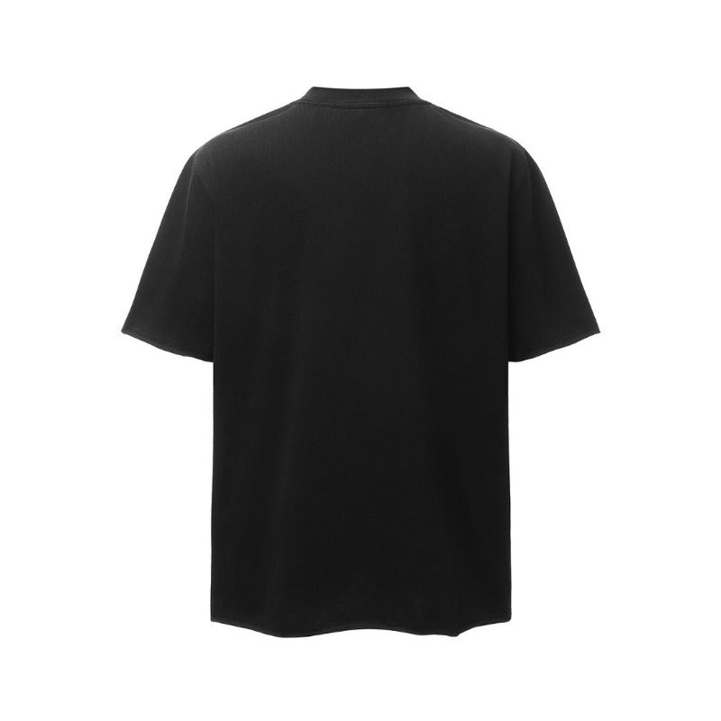 Men's t-shirts: american retro heavyweight double yarn high-quality deconstructed embroidery design ripped loose fit short sleeve t-shirt