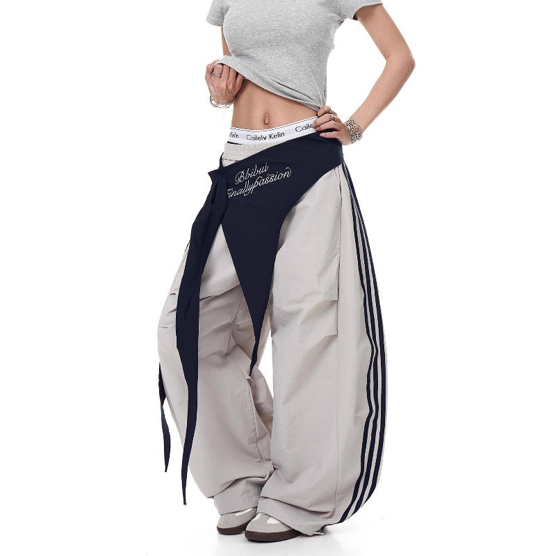 Women casual pants Women elastic waist with fart curtain scimitar pants