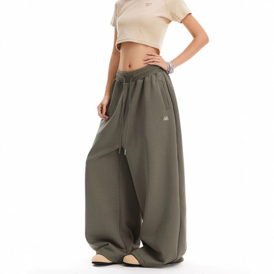 Women casual pant retro drawstring loose