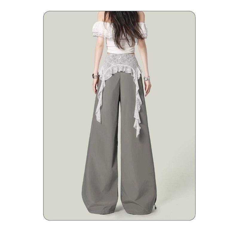 Women casual pants lace stitching women summer slacks