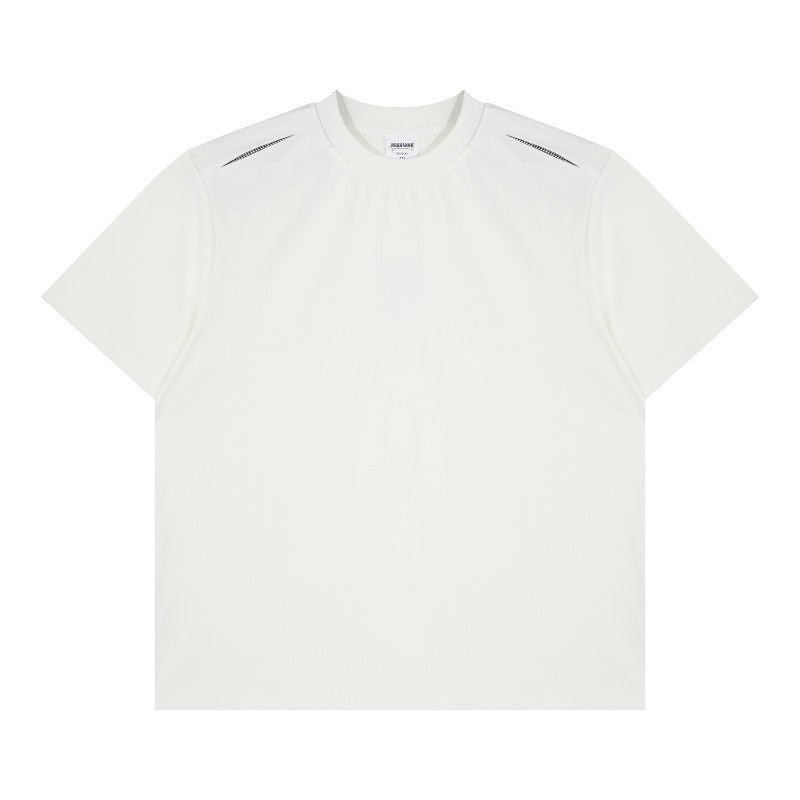 Men's t-shirts: american retro couple streetwear solid color deconstructed design minimalist versatile men's loose fit crew neck short sleeve t-shirt