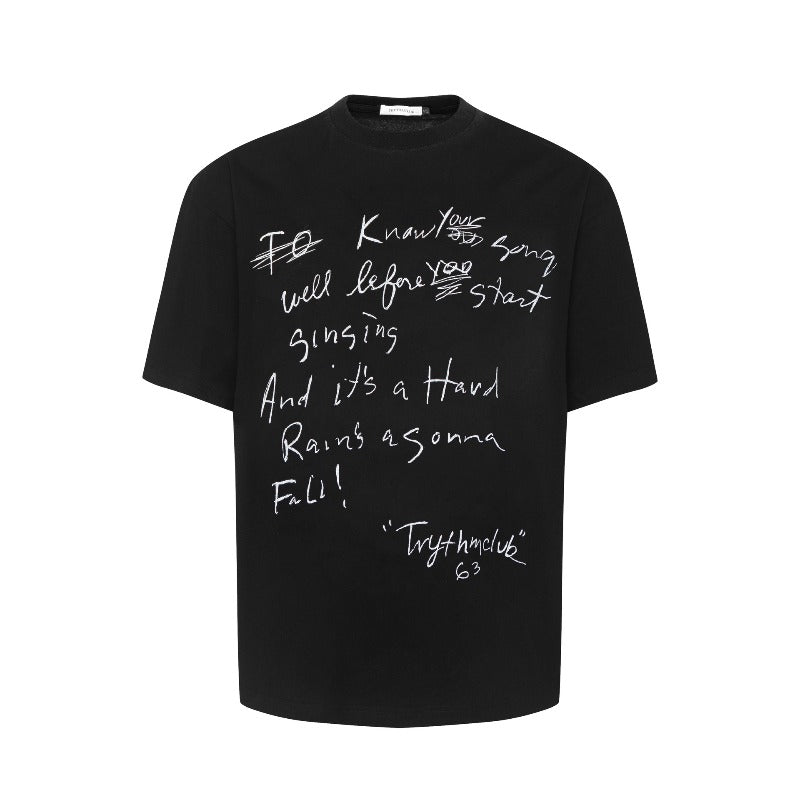Men's t-shirts: american street style summer unisex hand-painted letter design, men's loose fit premium short sleeve tee