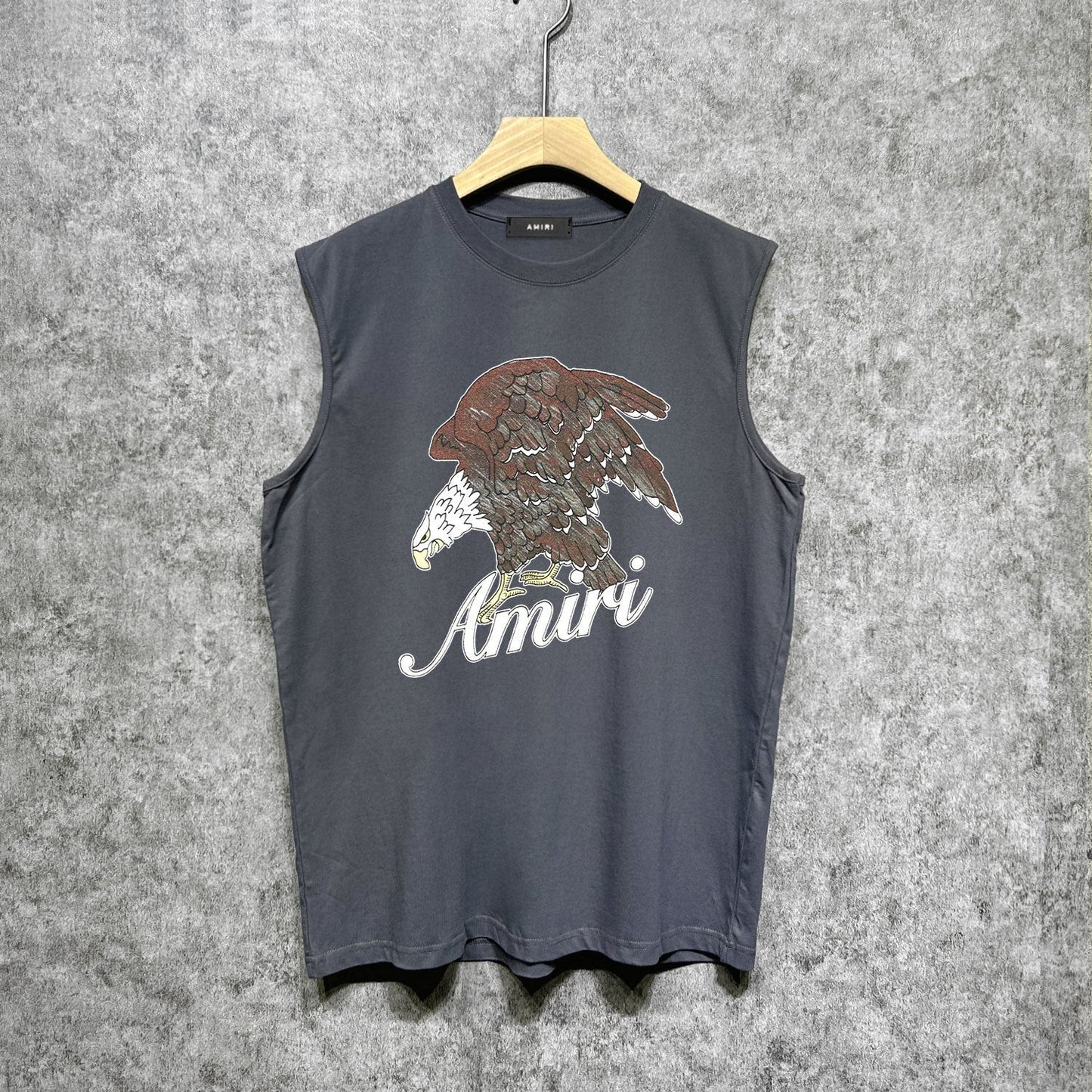 Amiri tank top brown flying eagle print