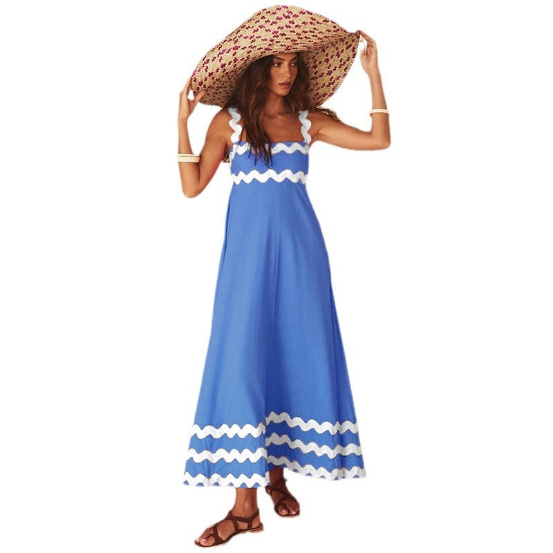 Women's dress - cross-border amazon - european & american fashion - high-end spring/summer - spaghetti strap maxi dress - printed long dress - women's