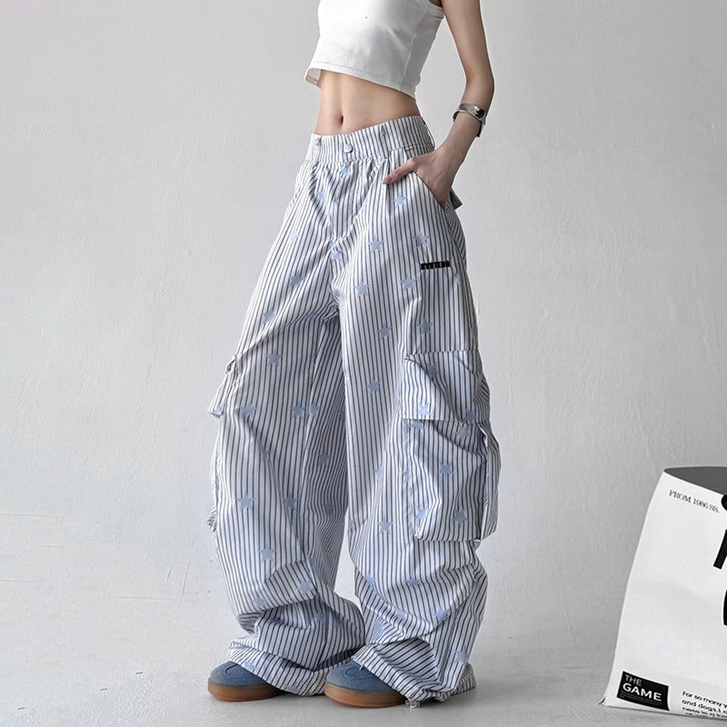 Women casual pants star striped sports casual pants women loose