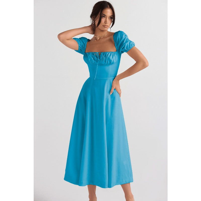 Women's dress: amazon bestseller - summer chic, elegant, high-end, spaghetti strap, soft & feminine style - french-inspired dress for women