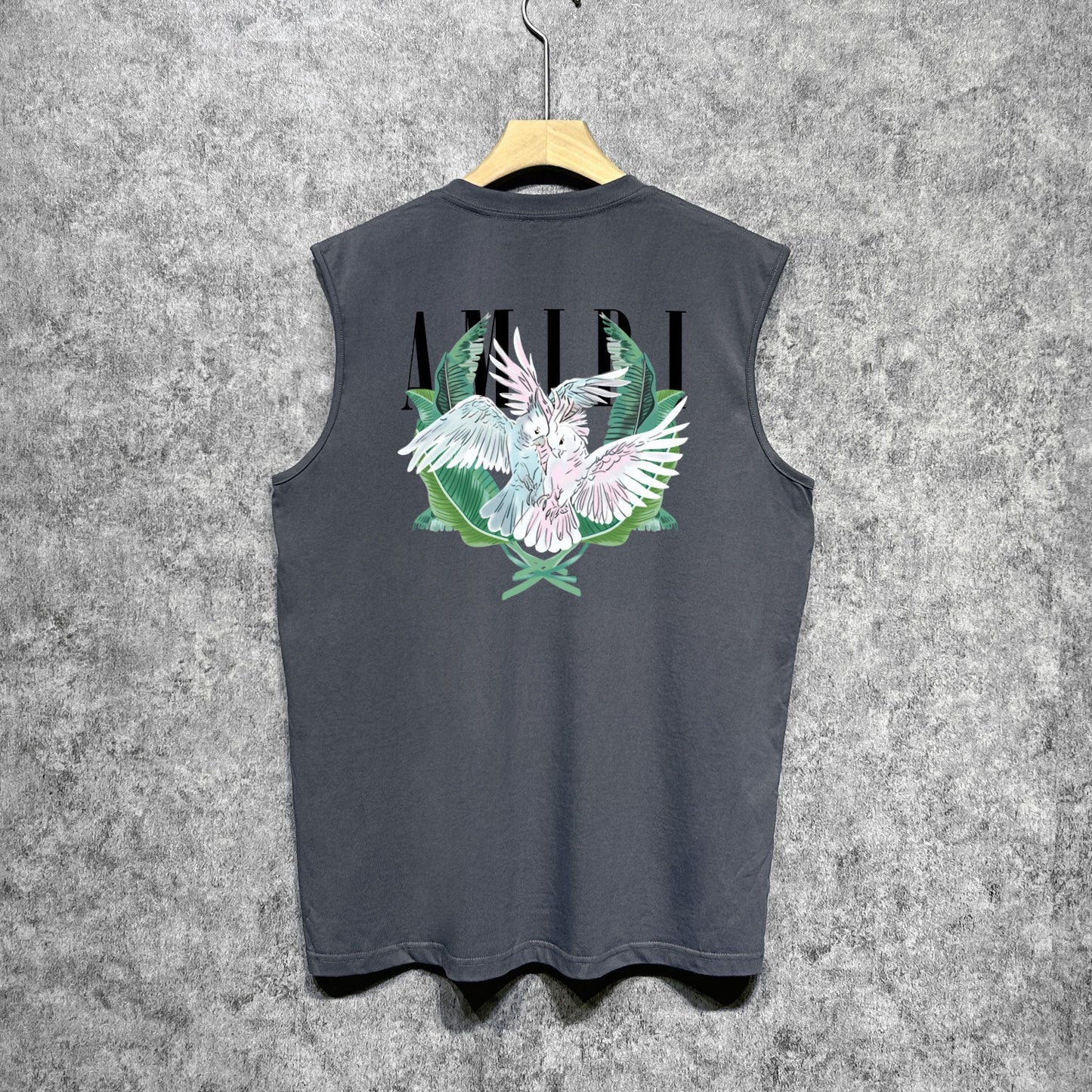 Amiri tank top pink parrot printing