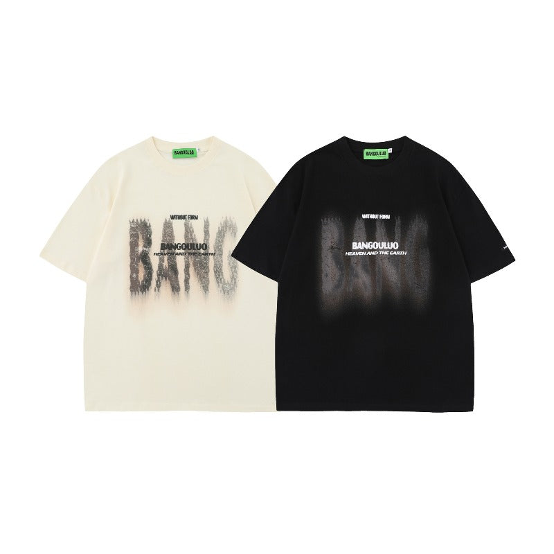 Men t shirts mankun spring american fashionable brand high street logo phantom design rock handsome loose short-sleeved t-shirt