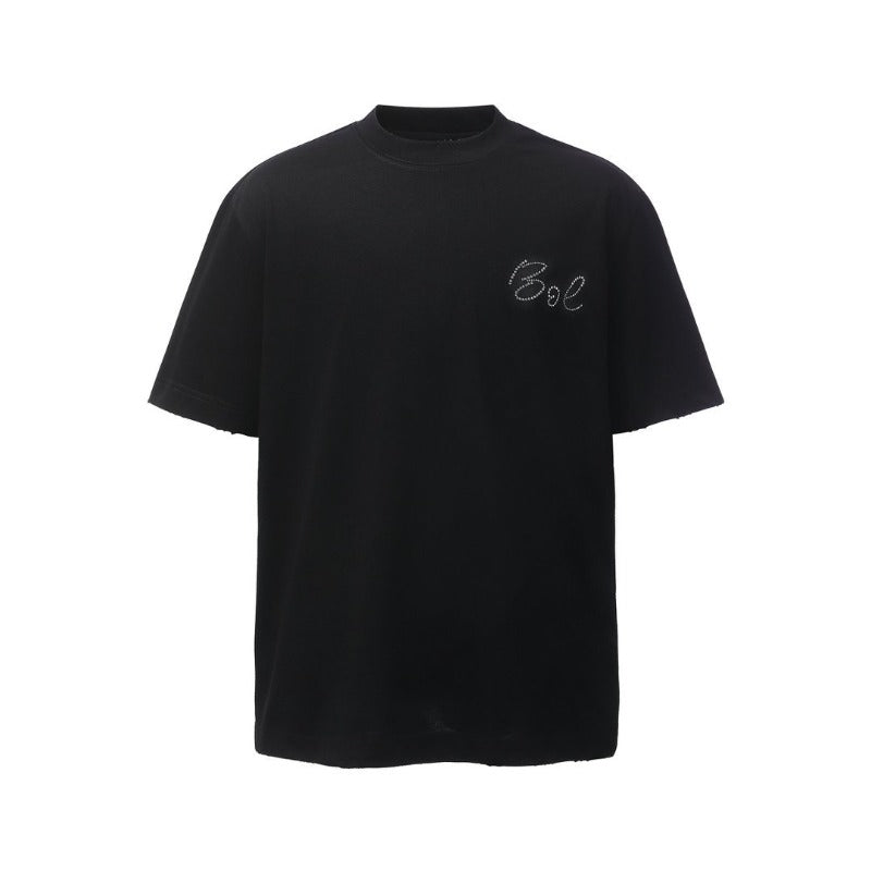 Men's t-shirts: american retro heavyweight double yarn hotfix graphic design crew neck high street oversized short sleeve tee