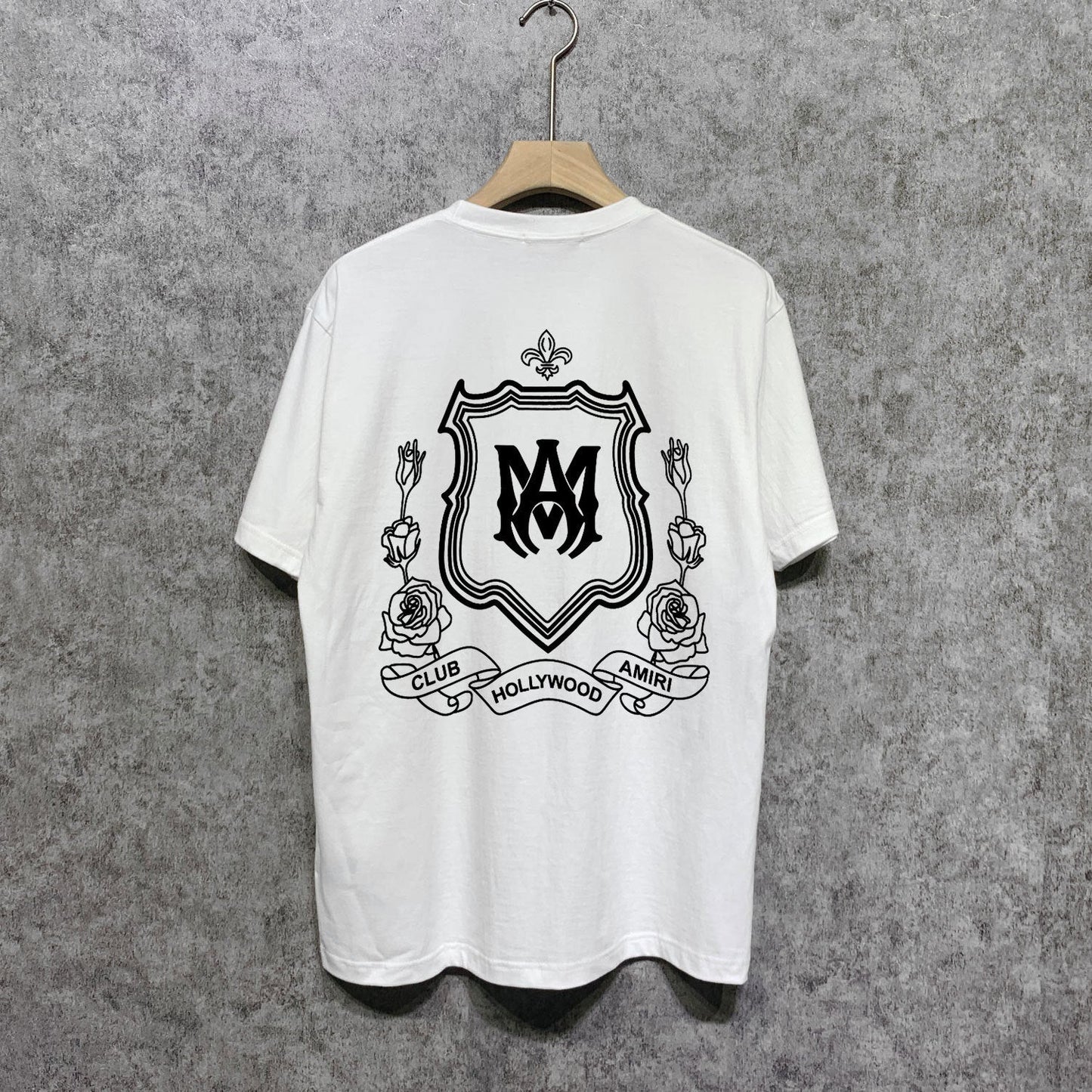 Amiri t shirts flower shield printing short sleeve
