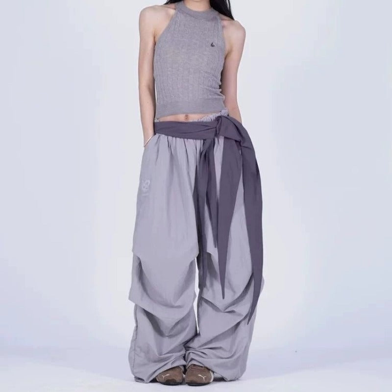 Women casual pants women's summer loose snake print streamer fart curtain wide leg pants