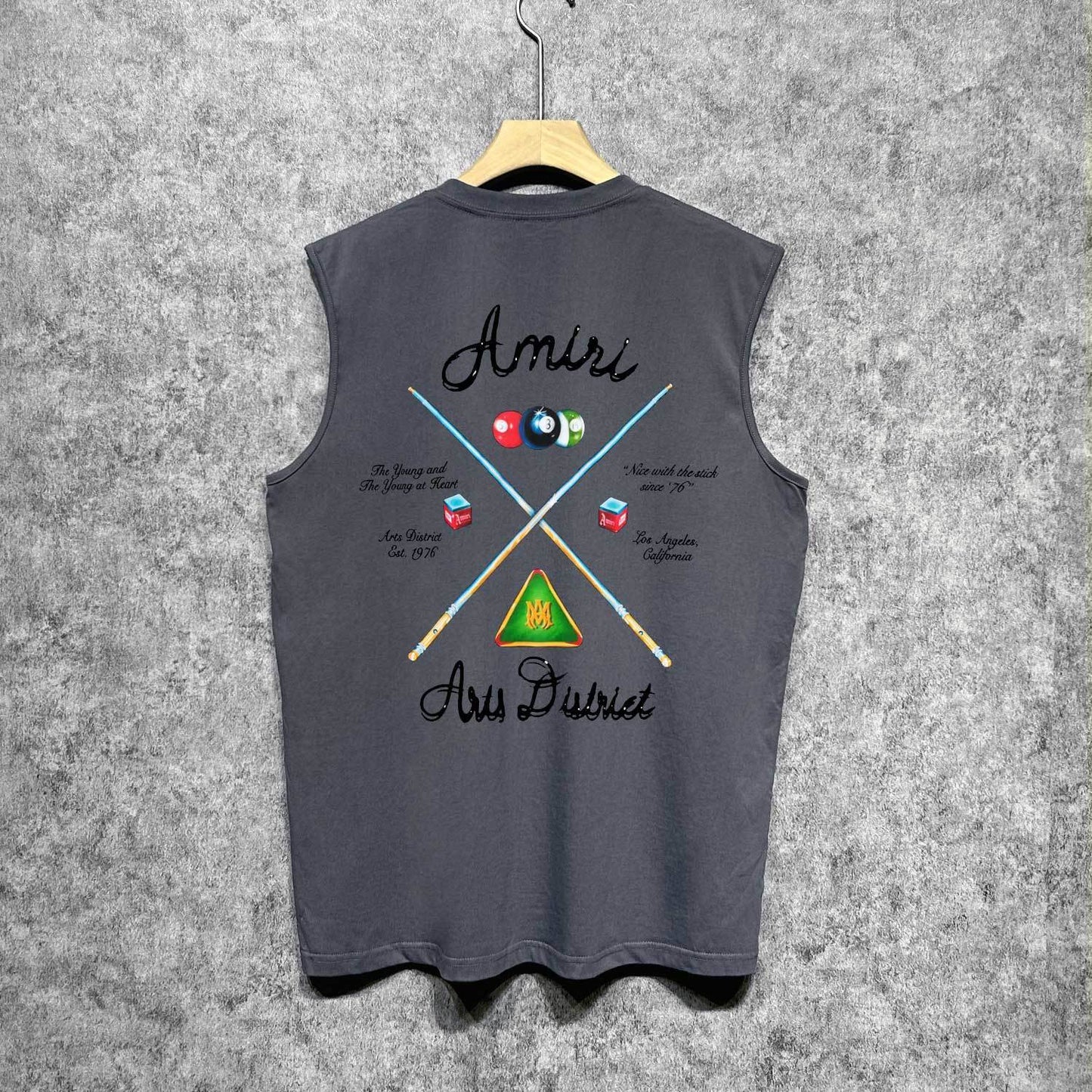 Amiri tank top billiard cue printing