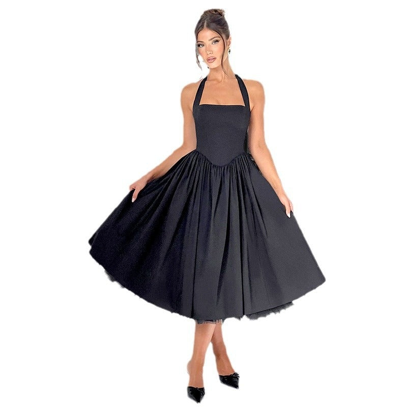 Women's dress - european & american style sexy lingerie - cross-border amazon - sleeveless off-shoulder tie-up cami - slim fit pleated skirt