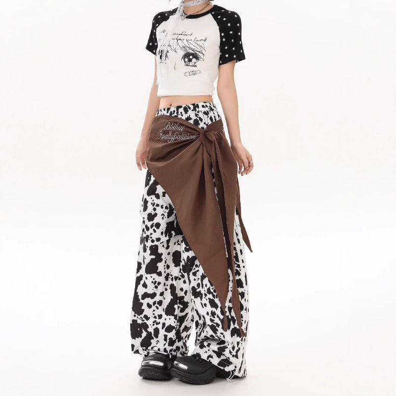 Women casual pants cow printingloose