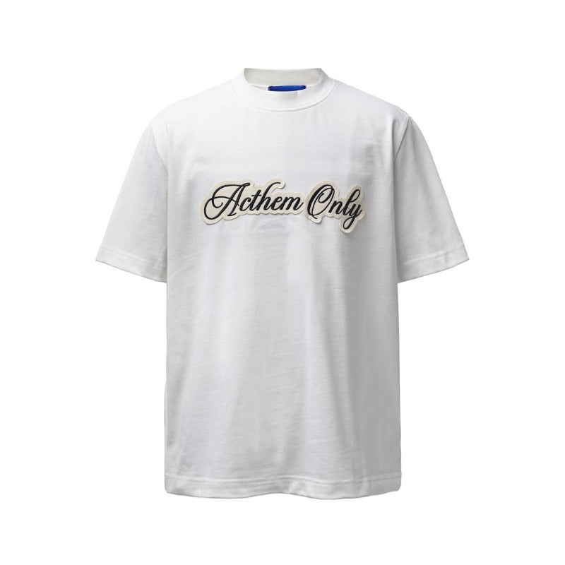 Men's t-shirts: american retro heavyweight double yarn high-quality streetwear embroidered letter high street men's loose fit short sleeve t-shirt