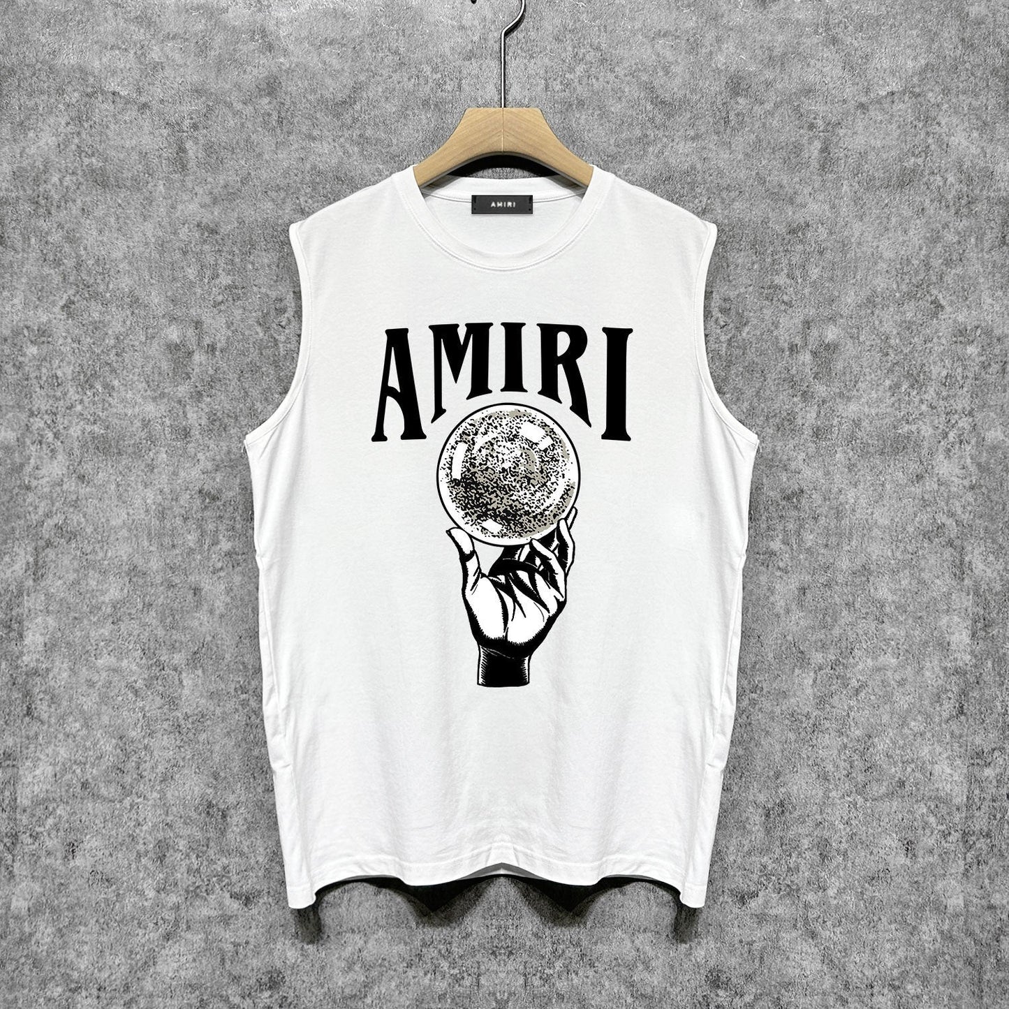 Amiri tank top hand held planet printing