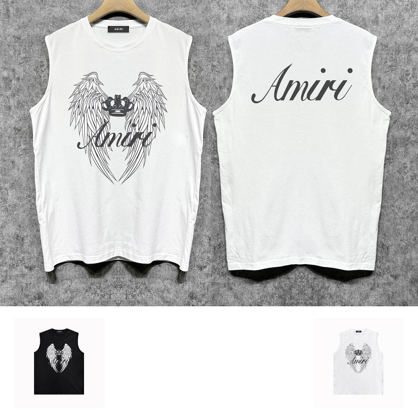 Amiri tank top wing crown printing