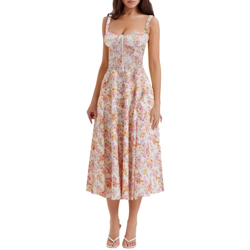 Women's dress: amazon bestseller - summer chic, elegant, high-end, spaghetti strap, soft & feminine style - french-inspired dress for women