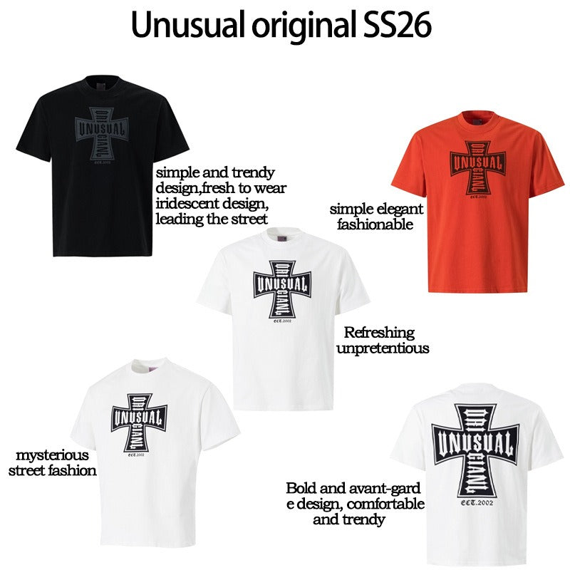 Men's t-shirts: american streetwear summer trendy retro cross design premium slim-fit short sleeve tee